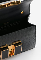 Mini 001 Top Handle Bag in Croc-Embossed Leather