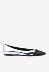 Cap-Toe Ballet Flats in Mirror Leather