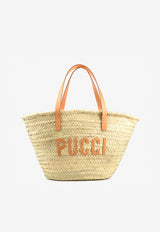 Basket Tote Bag with Logo Patch