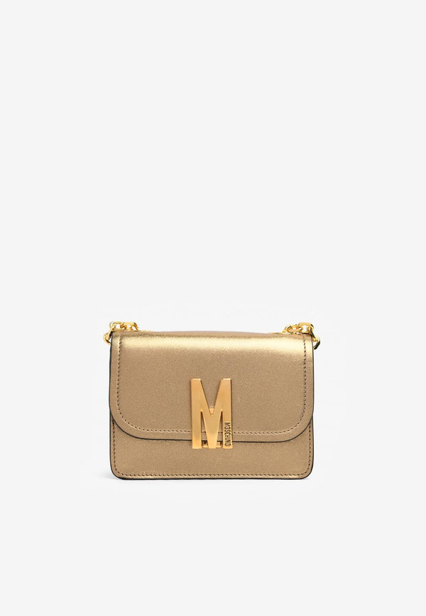 M Logo Shoulder Bag in Metallic Leather