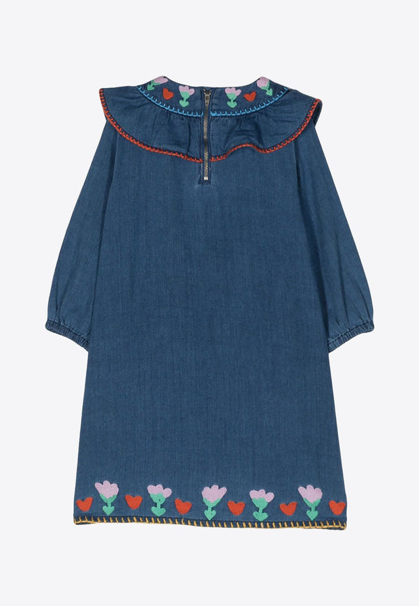 Girls Folk Flower Embroidered Dress
