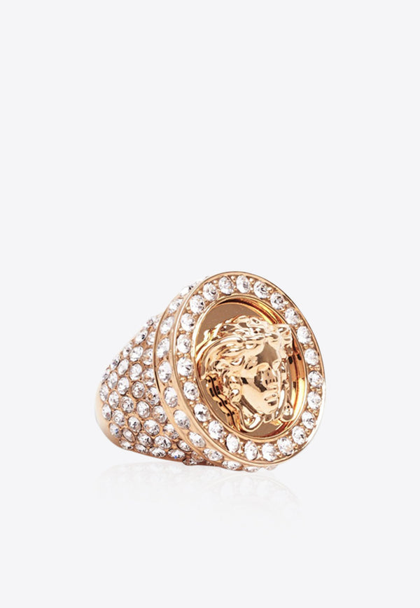 Medusa Crystal-Embellished Gold Plated Ring
