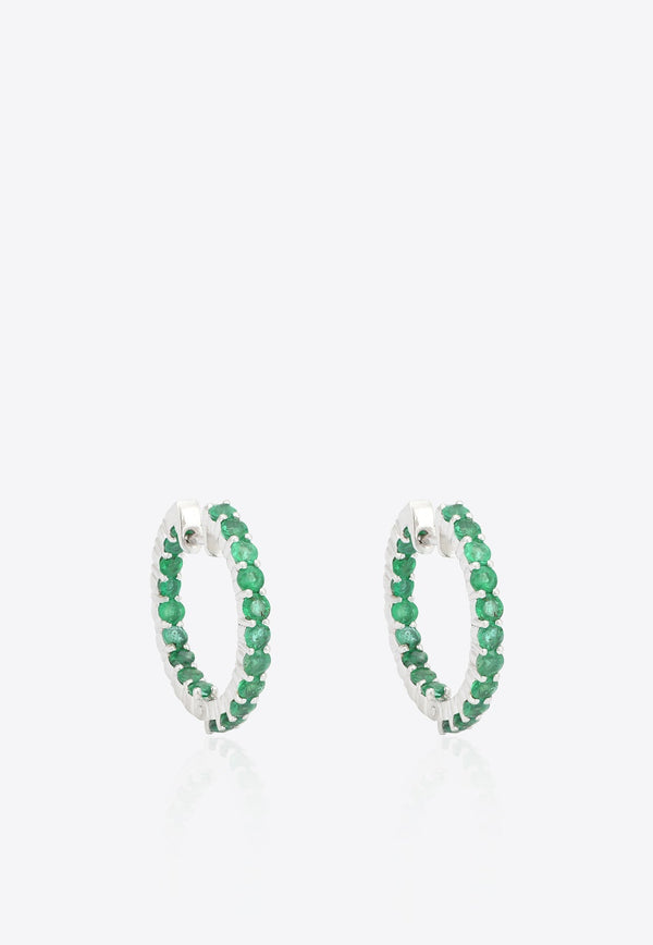 Special Order - Emerald Hoops in White-Gold