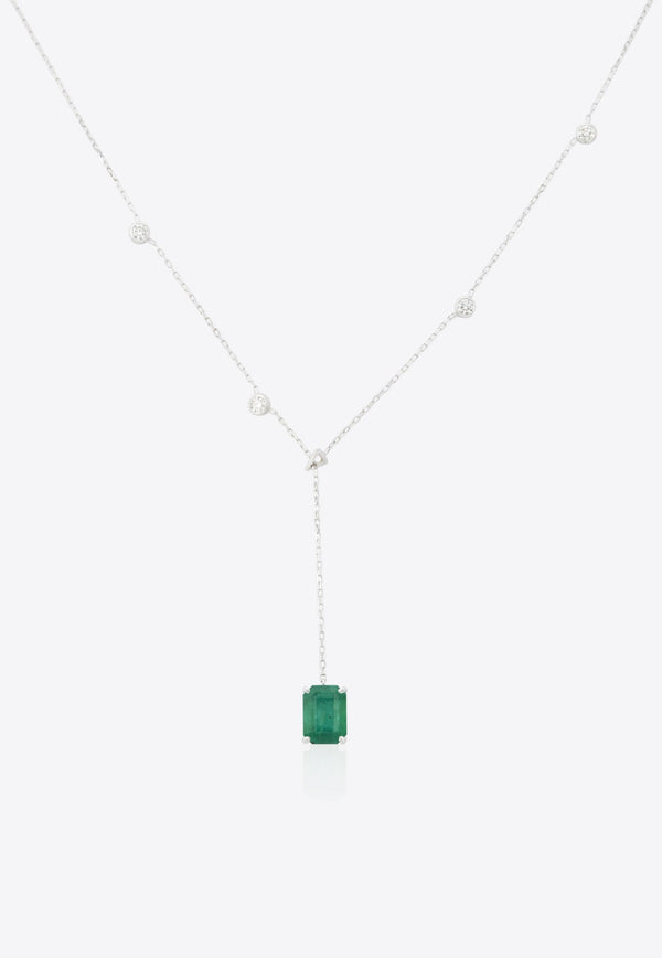 Special Order- En-V Necklace in White-Gold with Zambian Emerald