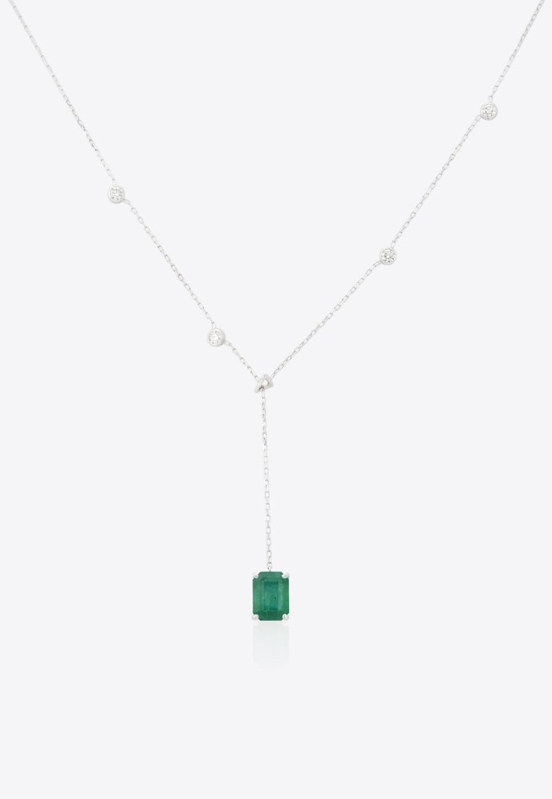 Special Order- En-V Necklace in White-Gold with Zambian Emerald