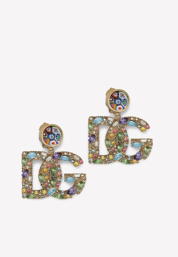 Crystal-Embellished DG Clip-On Earrings