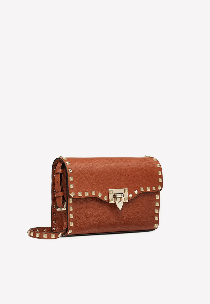 Small Roman Stud Crossbody Bag In Grained Leather