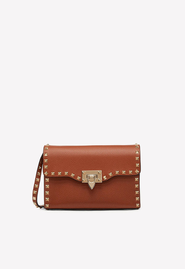 Small Roman Stud Crossbody Bag In Grained Leather