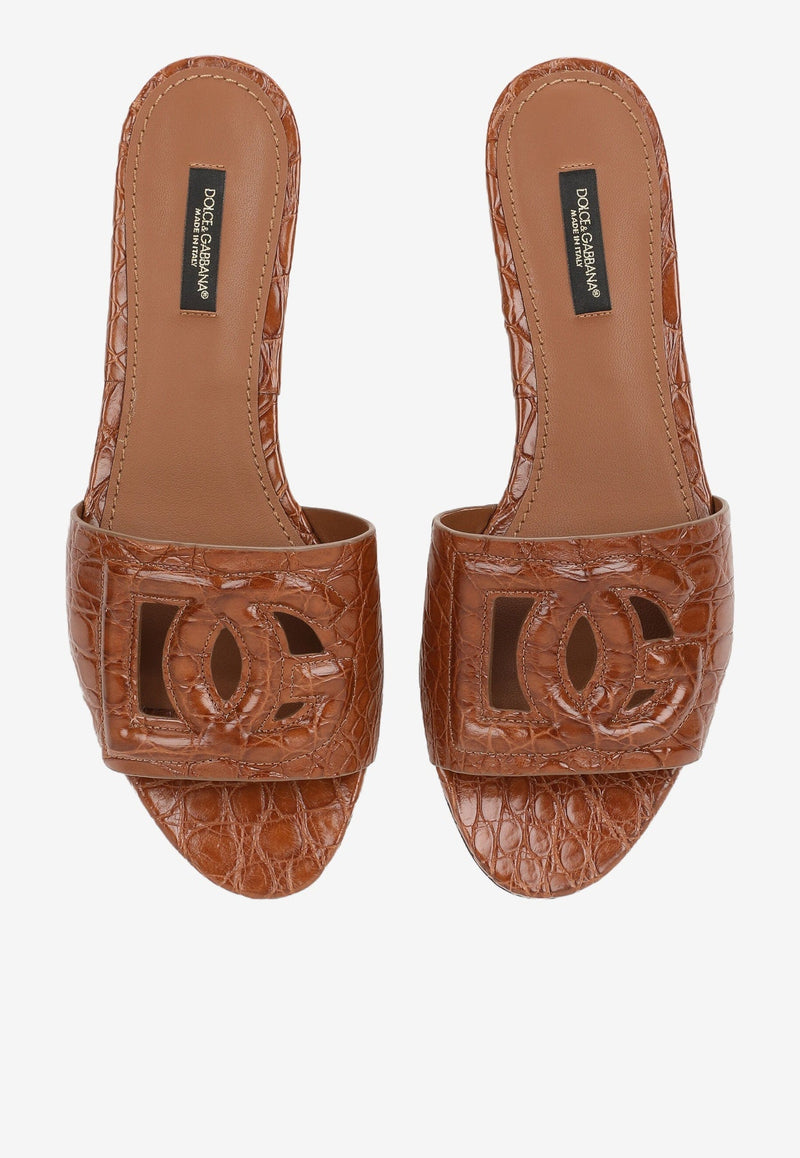 DG Millenials Fianchi Coco Crocodile Leather Slides