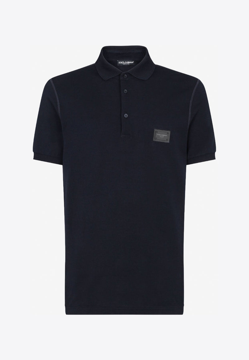 Logo Plate Polo T-shirt in Cotton Piqué