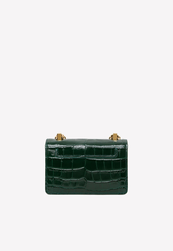 Small Shiny Crocodile Leather Chain Shoulder Bag