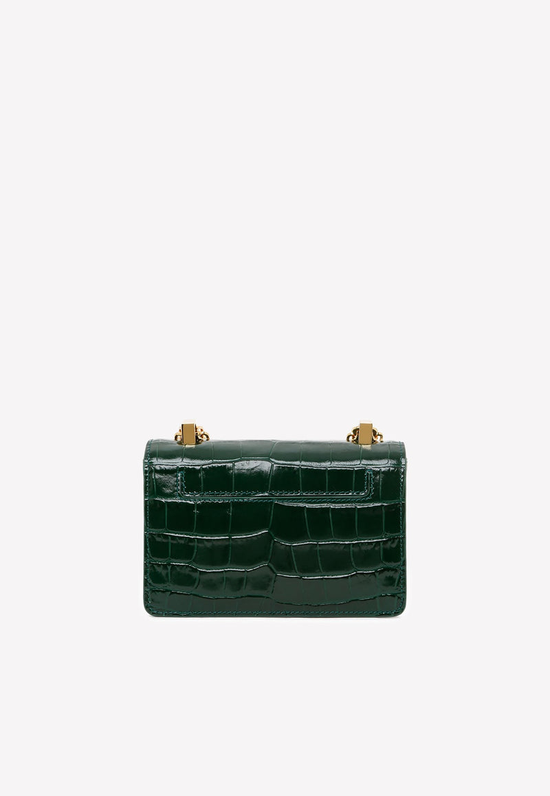 Small Shiny Crocodile Leather Chain Shoulder Bag